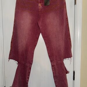 Women's Pink Flared Jeans